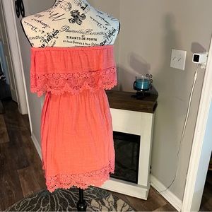 O’Neill Orange/Coral Strapless Flowy Top Size M